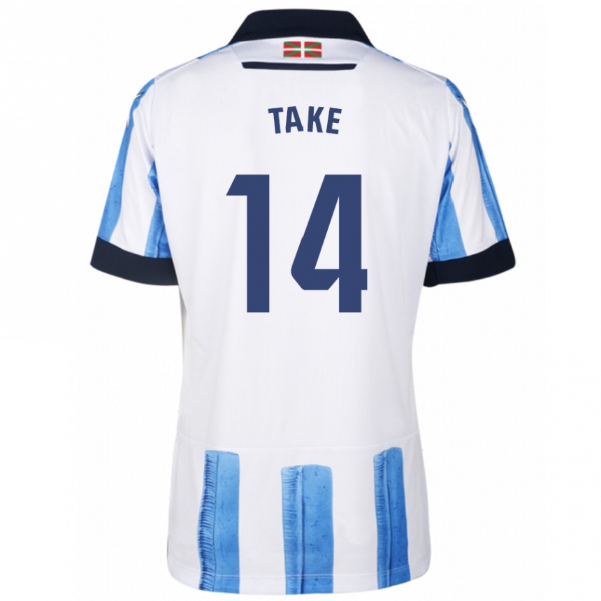 Herren Fußball Takefusa Kubo #14 Blau Weiss Heimtrikot Trikot 2023/24 T-Shirt Luxemburg