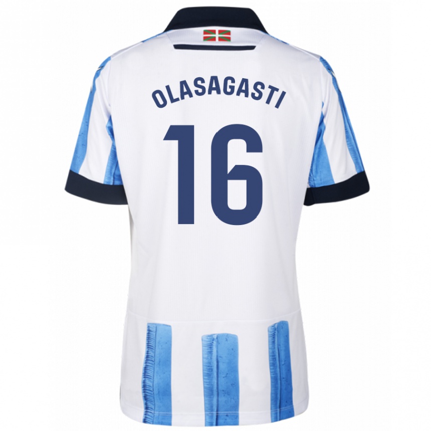 Herren Fußball Jon Ander Olasagasti #16 Blau Weiss Heimtrikot Trikot 2023/24 T-Shirt Luxemburg