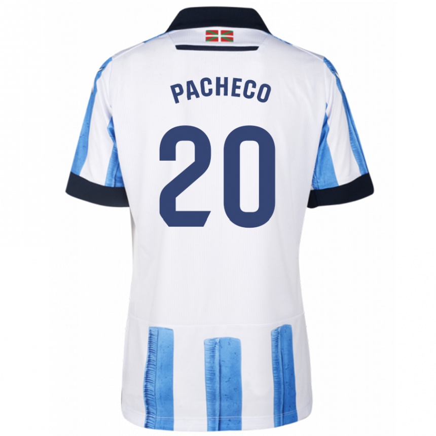 Herren Fußball Jon Pacheco #20 Blau Weiss Heimtrikot Trikot 2023/24 T-Shirt Luxemburg