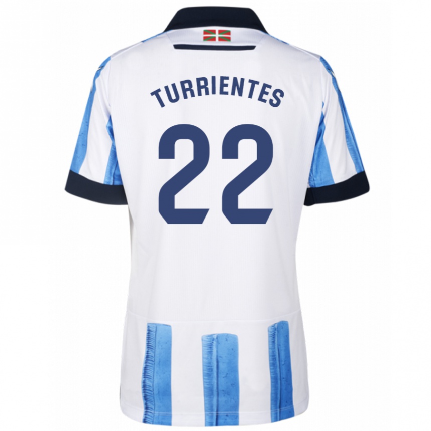 Herren Fußball Beñat Turrientes #22 Blau Weiss Heimtrikot Trikot 2023/24 T-Shirt Luxemburg