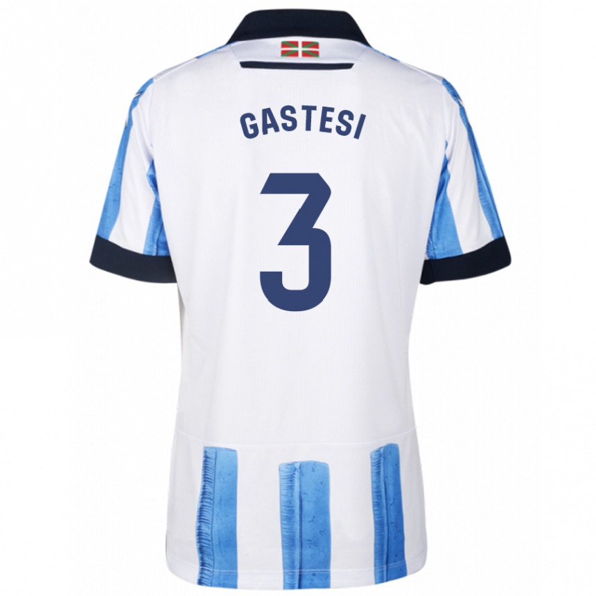 Herren Fußball Gorka Gastesi #3 Blau Weiss Heimtrikot Trikot 2023/24 T-Shirt Luxemburg
