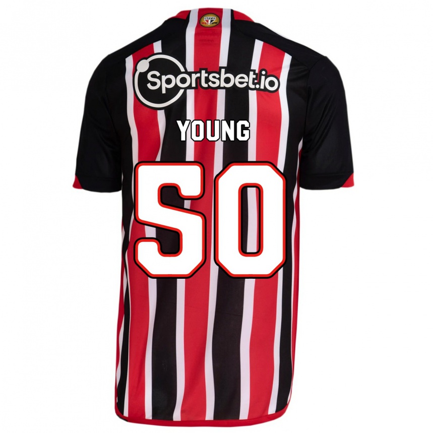 Herren Fußball Young #50 Blau Rot Auswärtstrikot Trikot 2023/24 T-Shirt Luxemburg