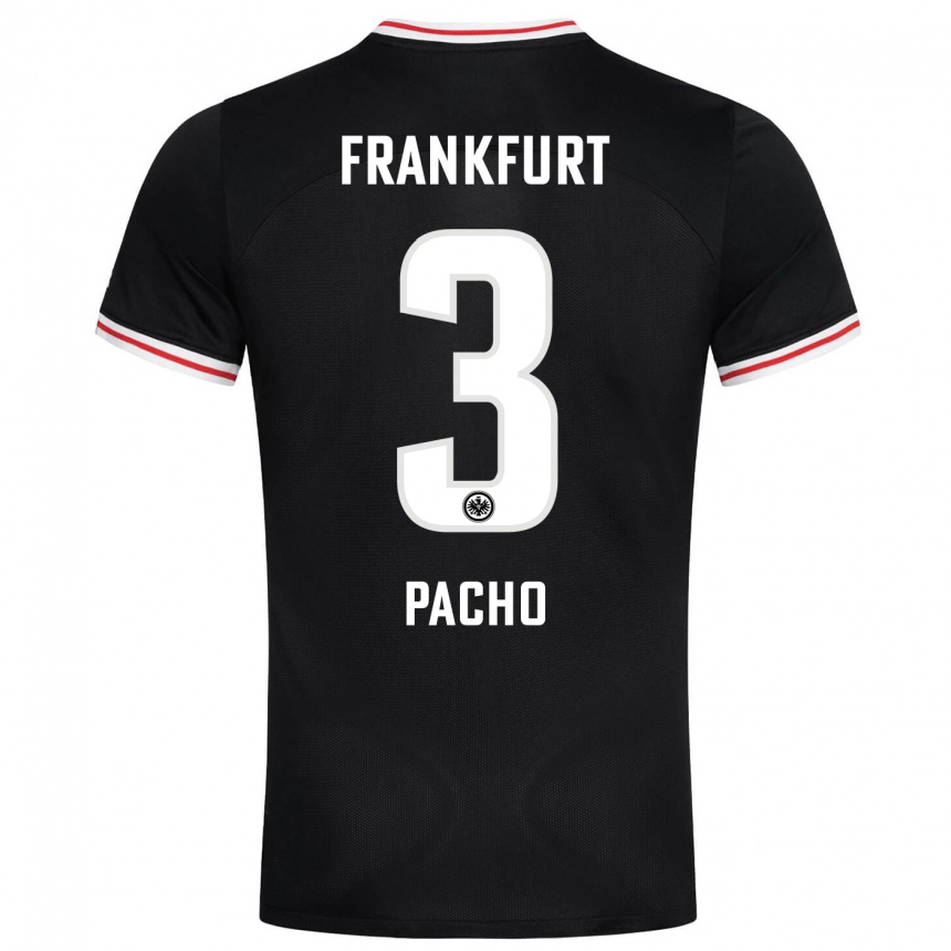 Herren Fußball Willian Pacho #3 Schwarz Auswärtstrikot Trikot 2023/24 T-Shirt Luxemburg