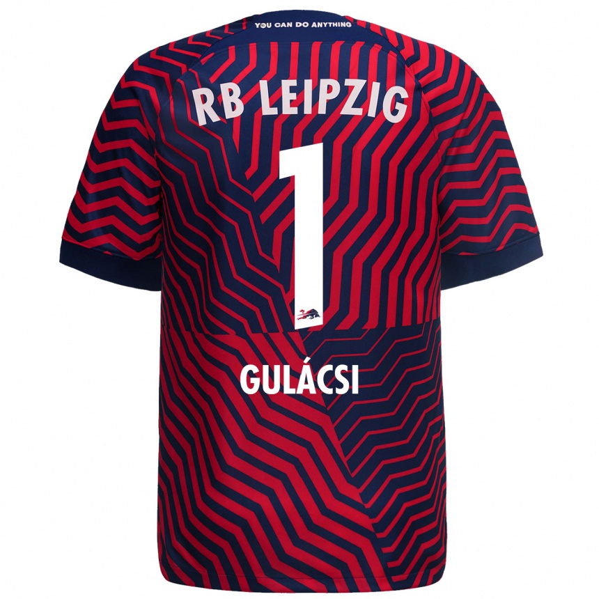 Herren Fußball Péter Gulácsi #1 Blau Rot Auswärtstrikot Trikot 2023/24 T-Shirt Luxemburg