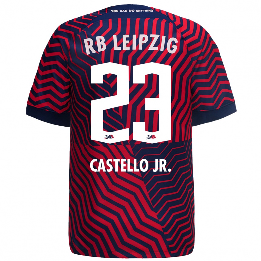 Herren Fußball Castello Lukeba #23 Blau Rot Auswärtstrikot Trikot 2023/24 T-Shirt Luxemburg