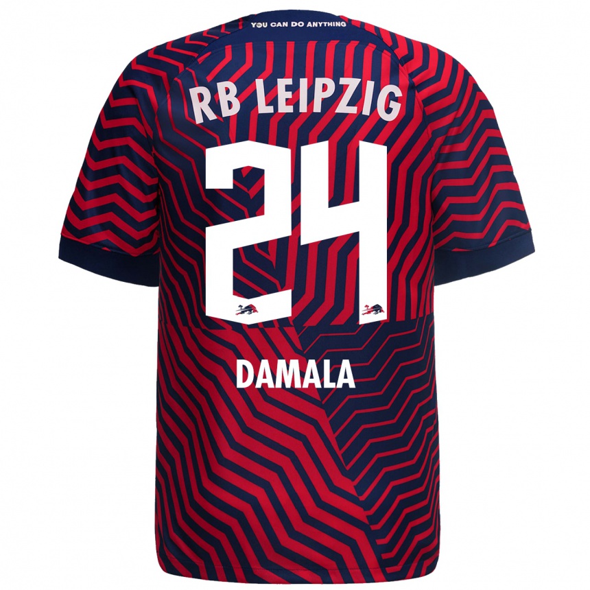 Herren Fußball Bilal Damala #24 Blau Rot Auswärtstrikot Trikot 2023/24 T-Shirt Luxemburg
