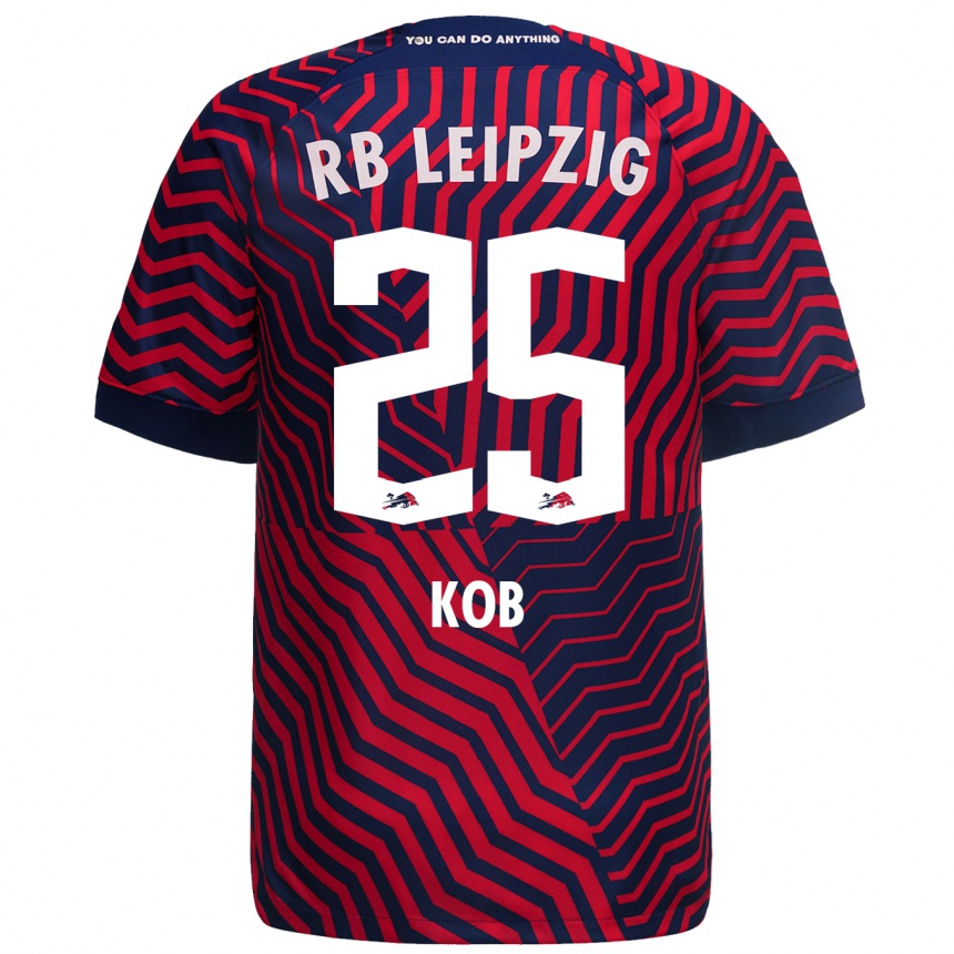 Herren Fußball Leon Koß #25 Blau Rot Auswärtstrikot Trikot 2023/24 T-Shirt Luxemburg