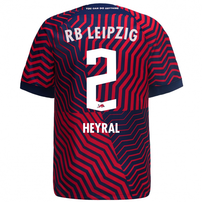 Herren Fußball Neo Heyral #2 Blau Rot Auswärtstrikot Trikot 2023/24 T-Shirt Luxemburg