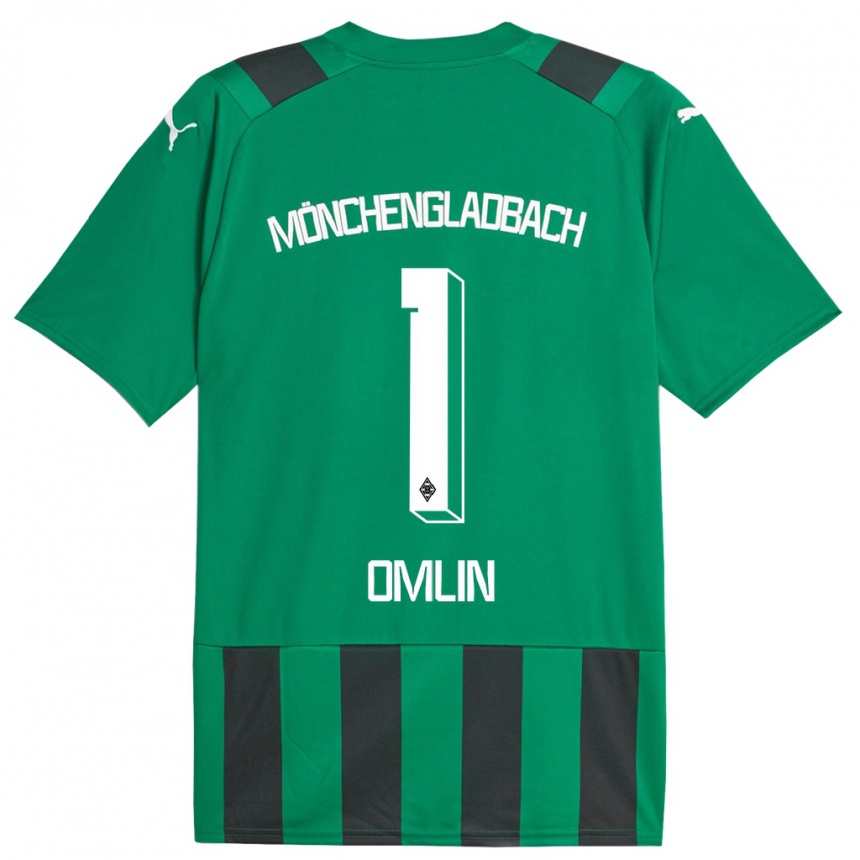 Herren Fußball Jonas Omlin #1 Schwarz Grün Auswärtstrikot Trikot 2023/24 T-Shirt Luxemburg