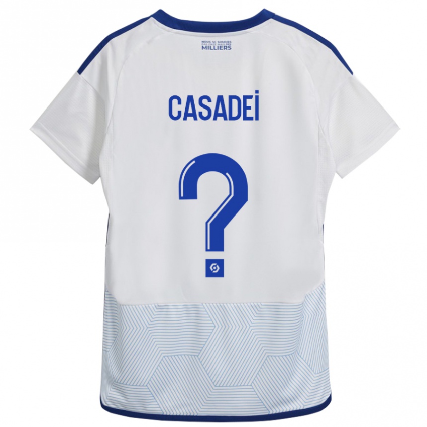 Herren Fußball Alexis Casadei #0 Weiß Auswärtstrikot Trikot 2023/24 T-Shirt Luxemburg