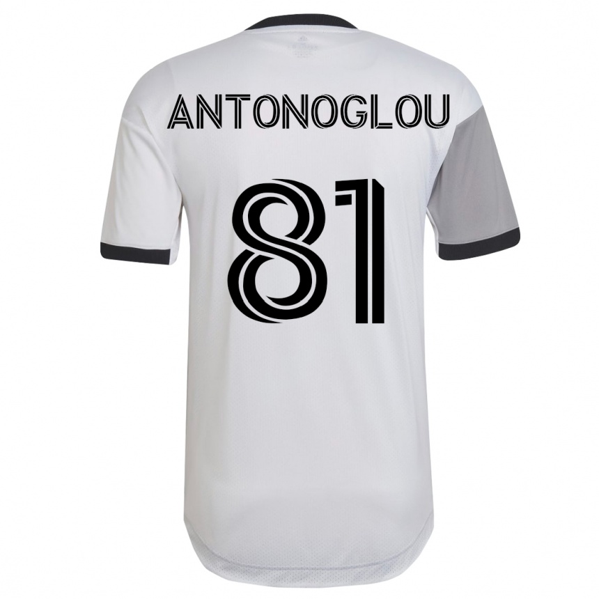 Herren Fußball Themi Antonoglou #81 Weiß Auswärtstrikot Trikot 2023/24 T-Shirt Luxemburg
