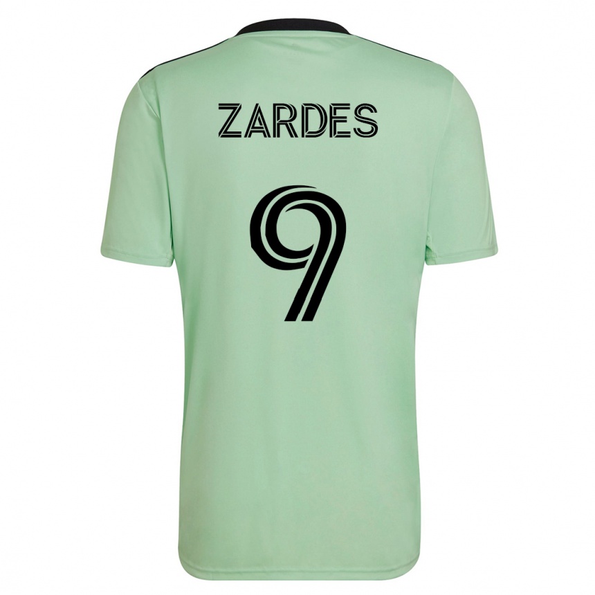 Herren Fußball Gyasi Zardes #9 Hellgrün Auswärtstrikot Trikot 2023/24 T-Shirt Luxemburg