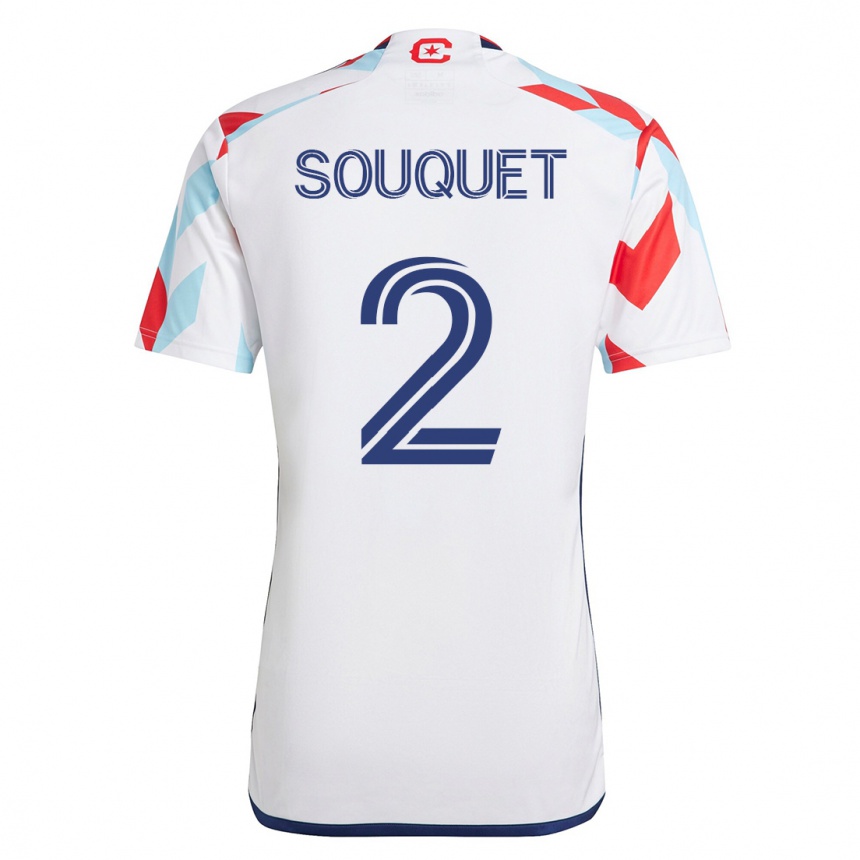 Herren Fußball Arnaud Souquet #2 Weiß Blau Auswärtstrikot Trikot 2023/24 T-Shirt Luxemburg