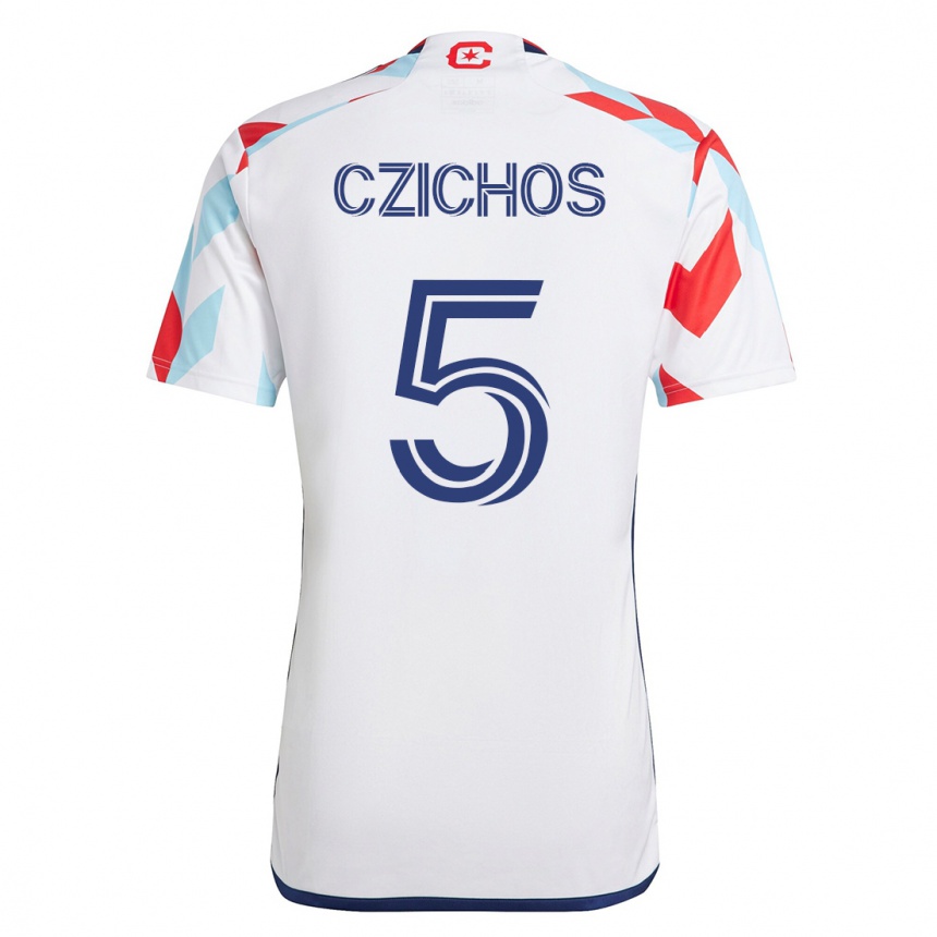 Herren Fußball Rafael Czichos #5 Weiß Blau Auswärtstrikot Trikot 2023/24 T-Shirt Luxemburg