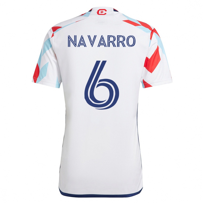 Herren Fußball Miguel Navarro #6 Weiß Blau Auswärtstrikot Trikot 2023/24 T-Shirt Luxemburg