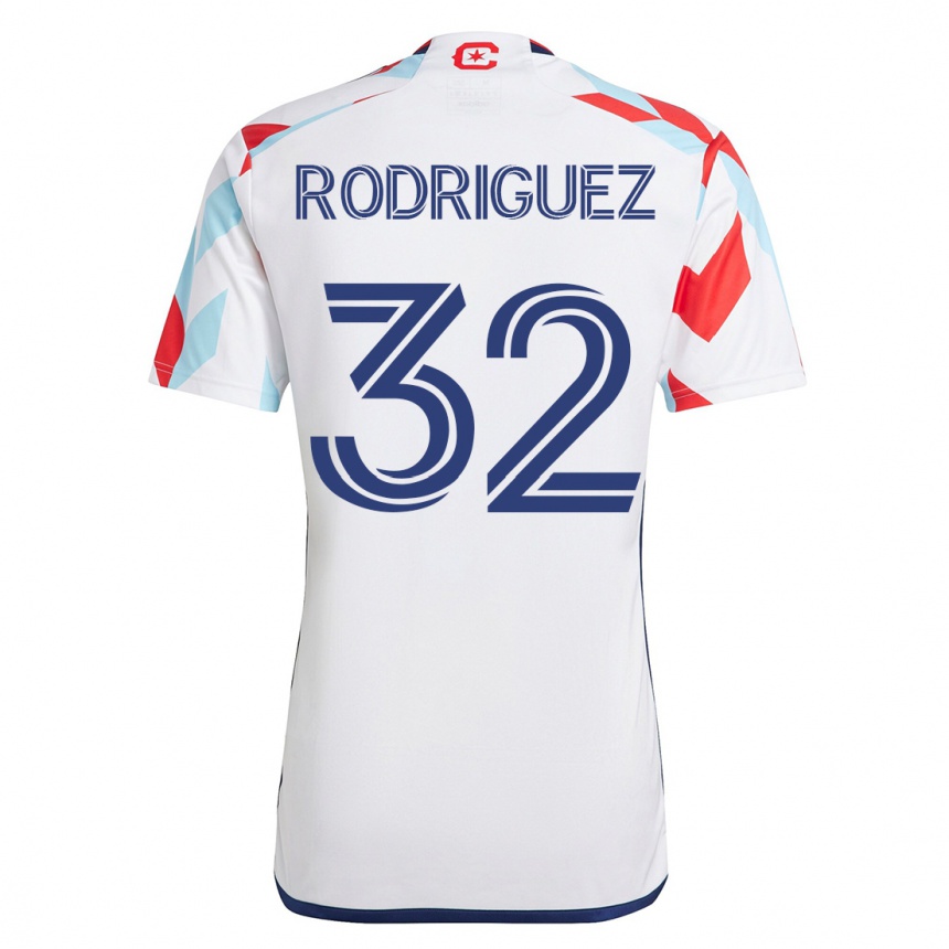 Herren Fußball Missael Rodríguez #32 Weiß Blau Auswärtstrikot Trikot 2023/24 T-Shirt Luxemburg