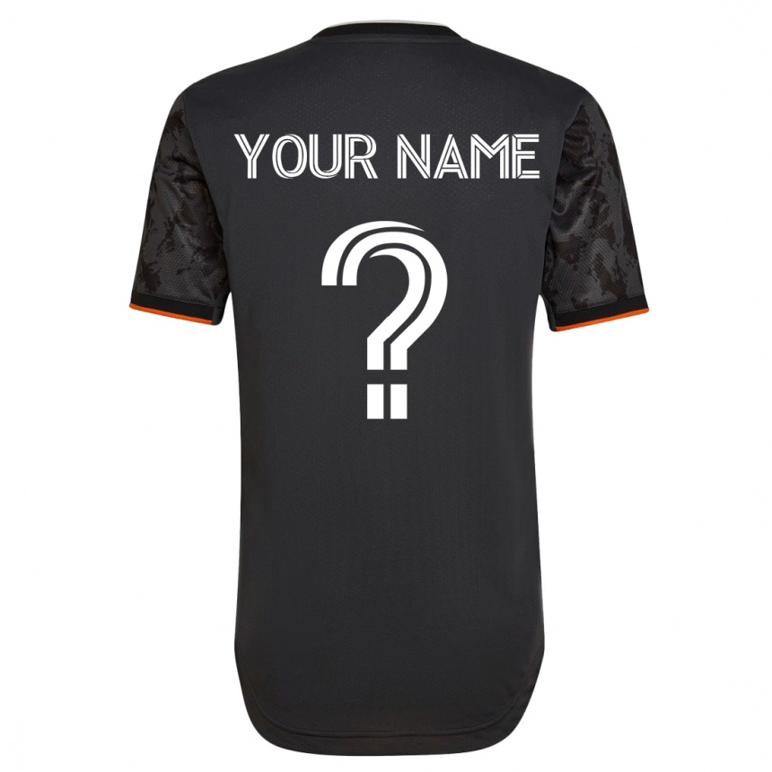 Herren Fußball Ihren Namen #0 Schwarz Auswärtstrikot Trikot 2023/24 T-Shirt Luxemburg
