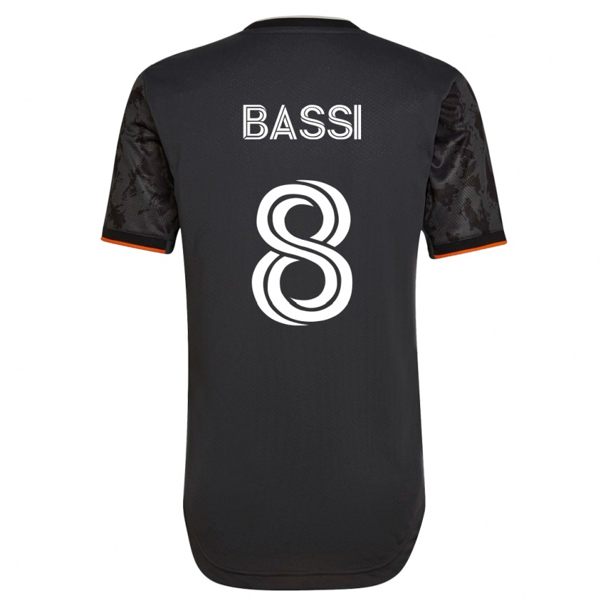 Herren Fußball Amine Bassi #8 Schwarz Auswärtstrikot Trikot 2023/24 T-Shirt Luxemburg