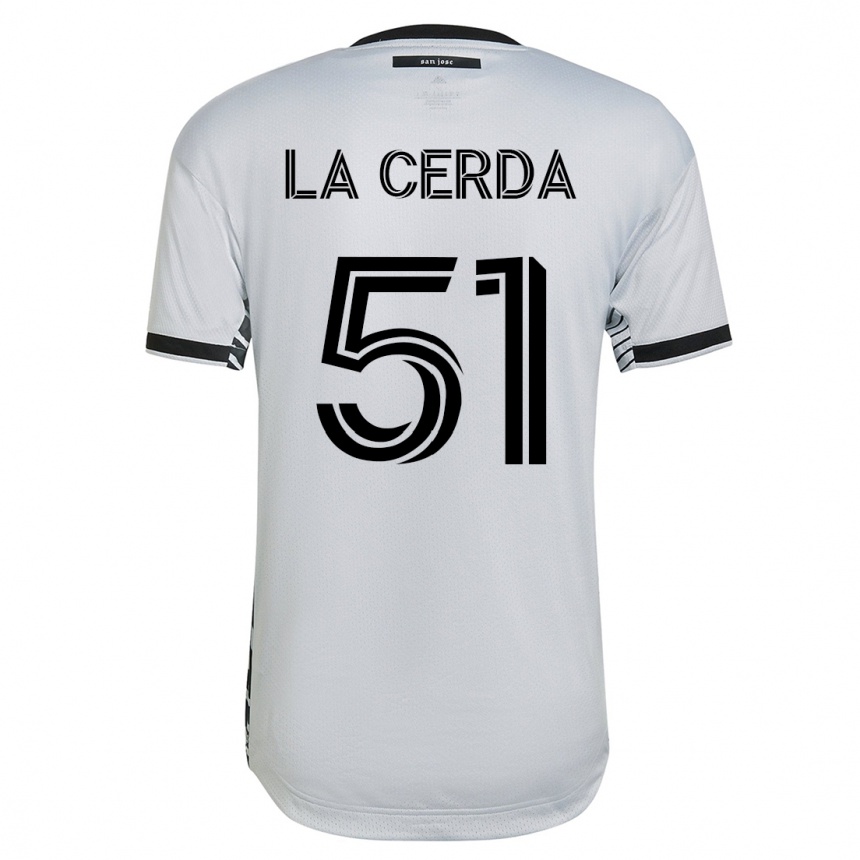 Herren Fußball Eric De La Cerda #51 Weiß Auswärtstrikot Trikot 2023/24 T-Shirt Luxemburg