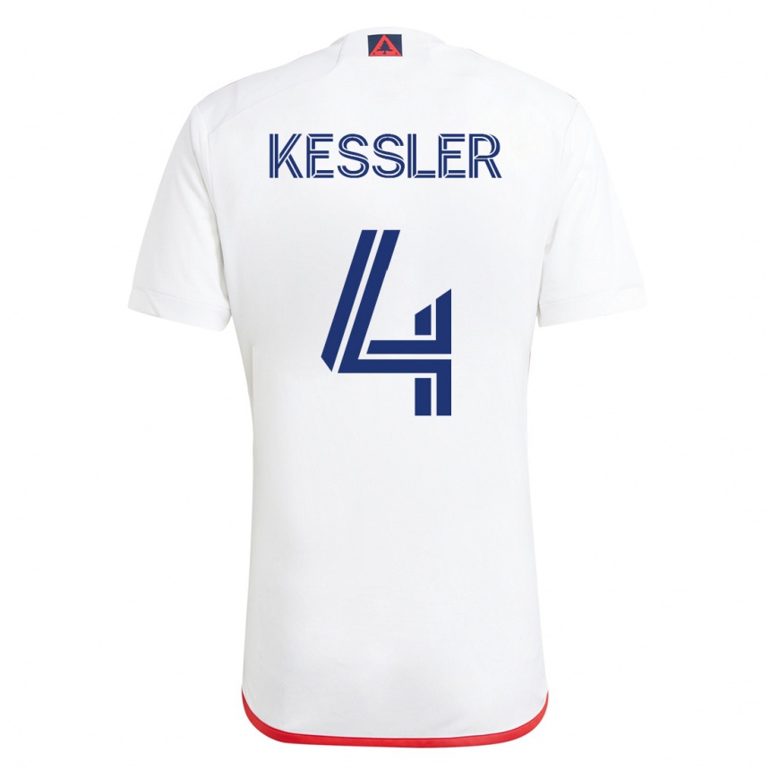 Herren Fußball Henry Kessler #4 Weiß Rot Auswärtstrikot Trikot 2023/24 T-Shirt Luxemburg