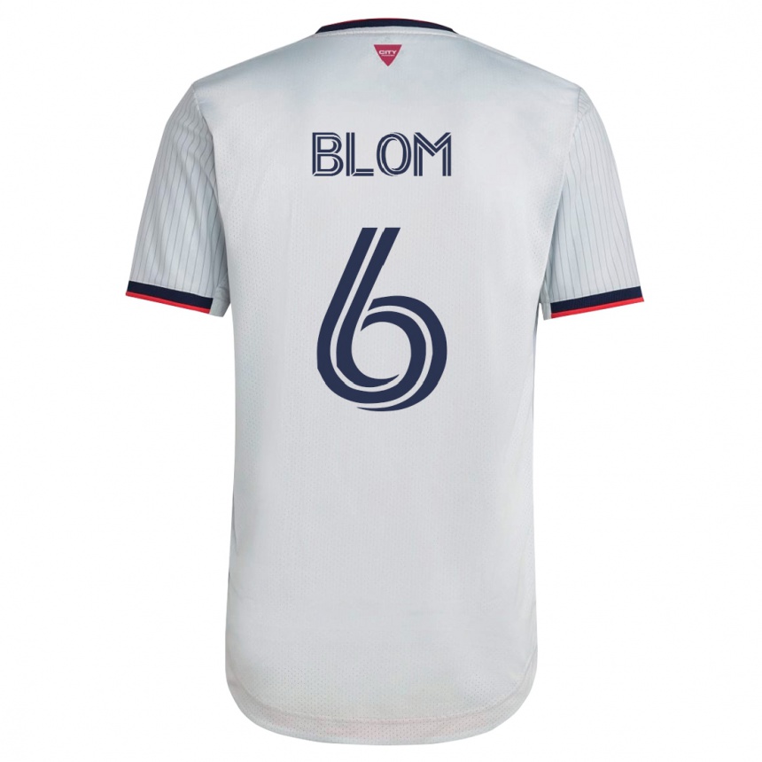 Herren Fußball Njabulo Blom #6 Weiß Auswärtstrikot Trikot 2023/24 T-Shirt Luxemburg