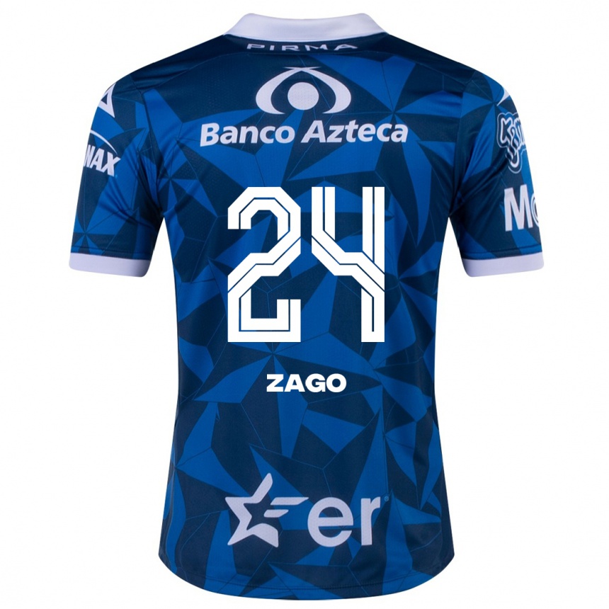 Herren Fußball Diego Zago #24 Blau Auswärtstrikot Trikot 2023/24 T-Shirt Luxemburg