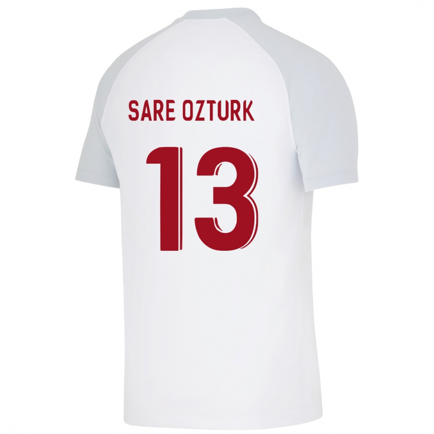 Herren Fußball Fatma Sare Öztürk #13 Weiß Auswärtstrikot Trikot 2023/24 T-Shirt Luxemburg
