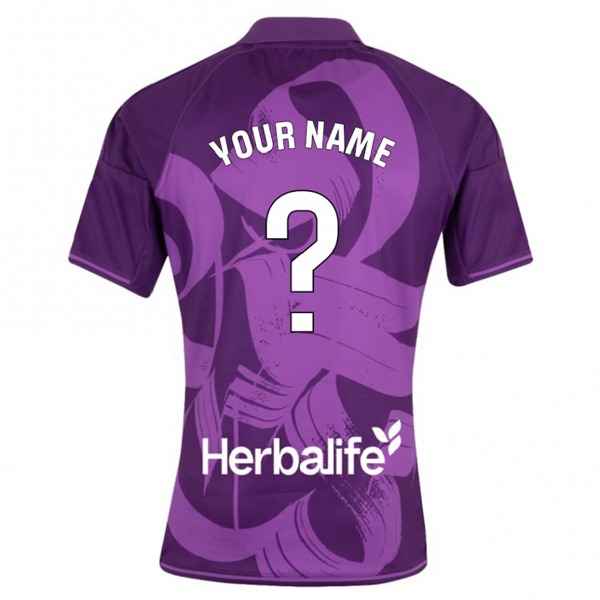 Herren Fußball Ihren Namen #0 Violett Auswärtstrikot Trikot 2023/24 T-Shirt Luxemburg