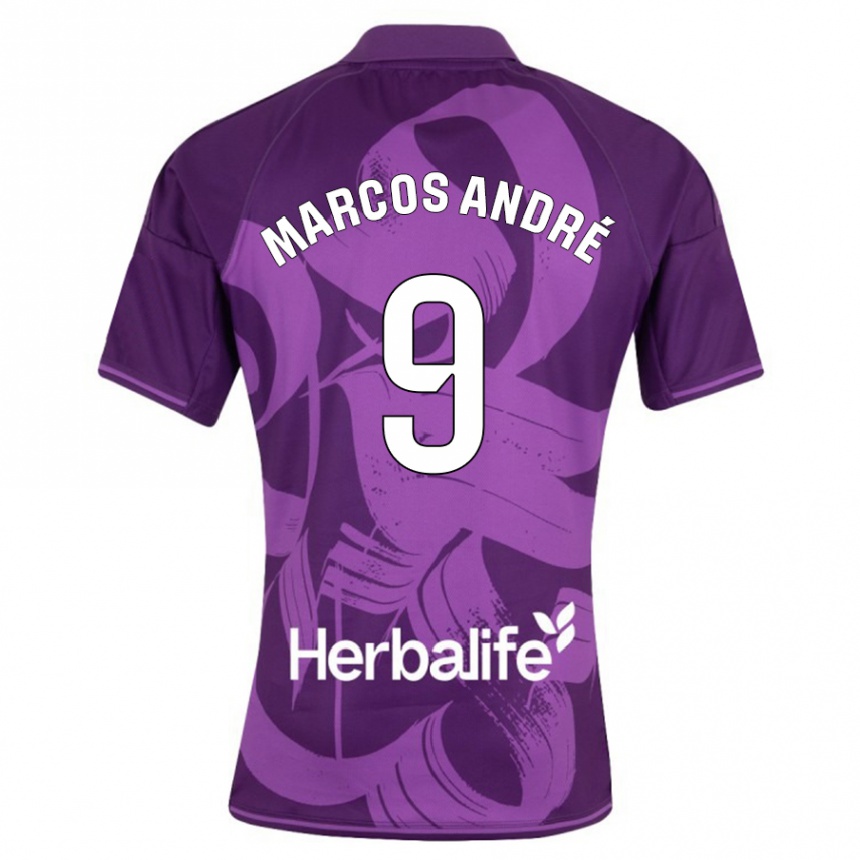 Herren Fußball Marcos André #9 Violett Auswärtstrikot Trikot 2023/24 T-Shirt Luxemburg