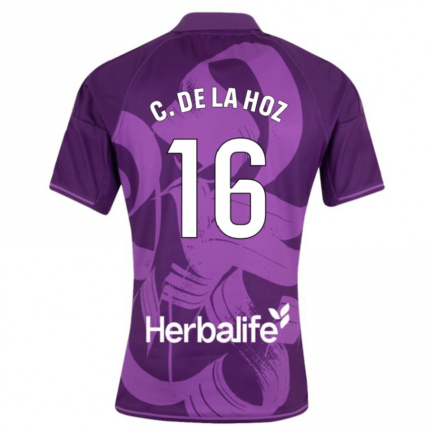 Herren Fußball César De La Hoz #16 Violett Auswärtstrikot Trikot 2023/24 T-Shirt Luxemburg