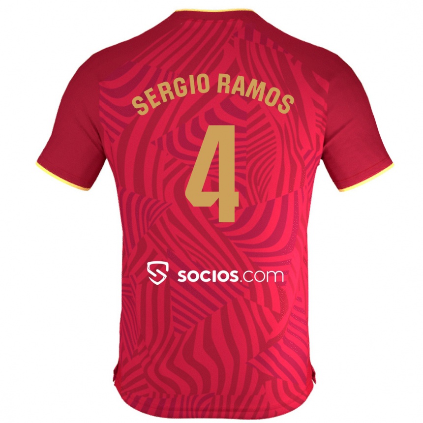 Herren Fußball Sergio Ramos #4 Rot Auswärtstrikot Trikot 2023/24 T-Shirt Luxemburg