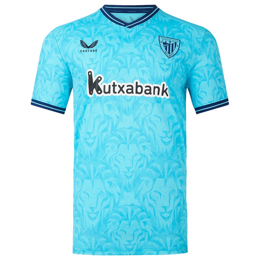 Herren Fußball Unai Simón #1 Himmelblau Auswärtstrikot Trikot 2023/24 T-Shirt Luxemburg