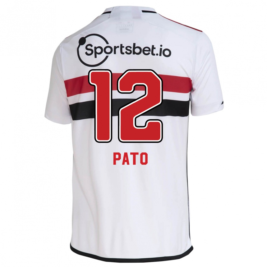 Damen Fußball Alexandre Pato #12 Weiß Heimtrikot Trikot 2023/24 T-Shirt Luxemburg