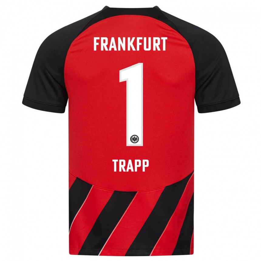 Damen Fußball Kevin Trapp #1 Rot Schwarz Heimtrikot Trikot 2023/24 T-Shirt Luxemburg