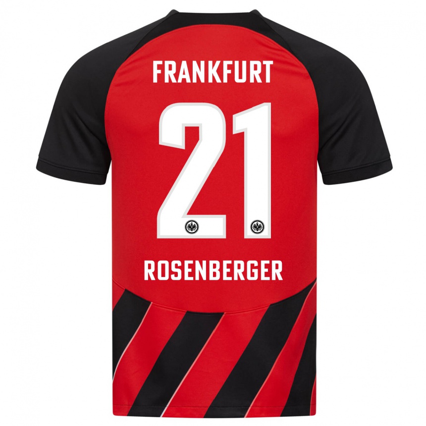 Damen Fußball Robin Rosenberger #21 Rot Schwarz Heimtrikot Trikot 2023/24 T-Shirt Luxemburg