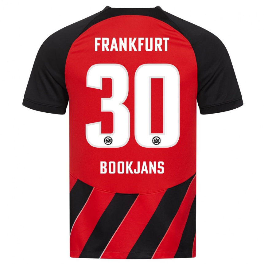 Damen Fußball Jakob Bookjans #30 Rot Schwarz Heimtrikot Trikot 2023/24 T-Shirt Luxemburg
