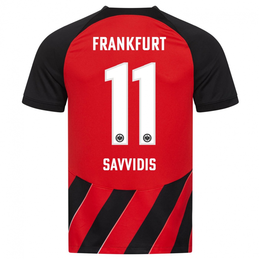 Damen Fußball Rafail Savvidis #11 Rot Schwarz Heimtrikot Trikot 2023/24 T-Shirt Luxemburg