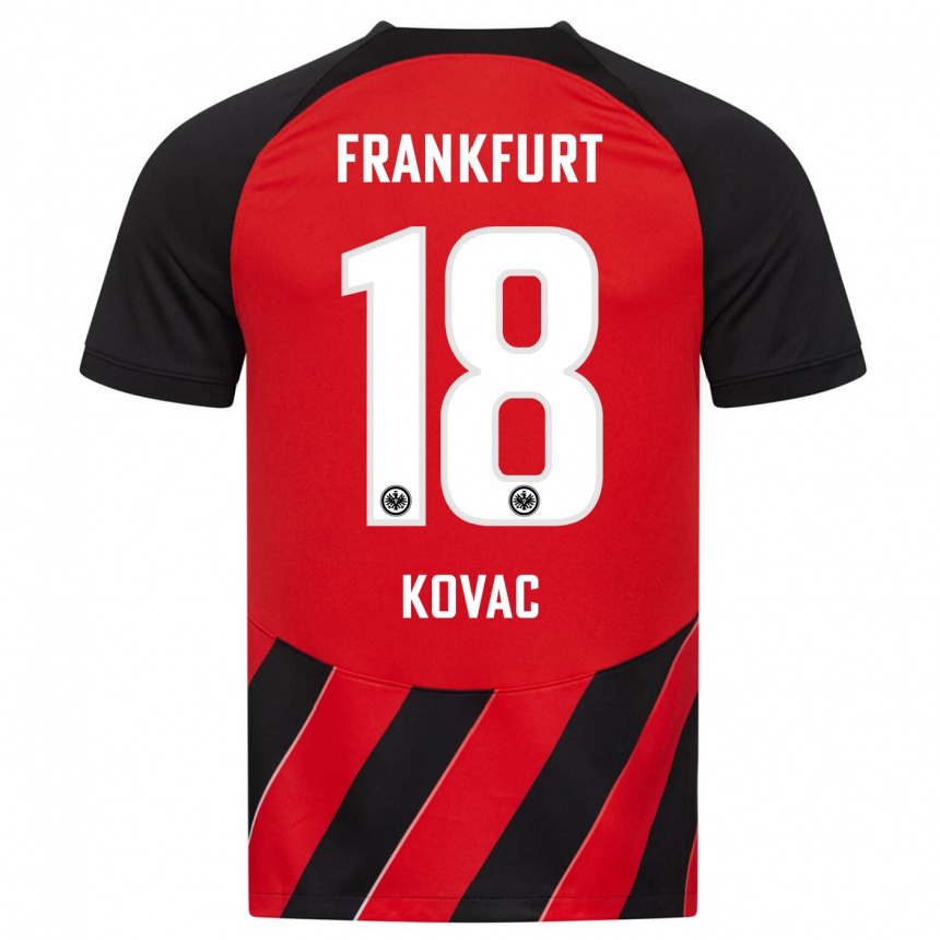 Damen Fußball Niko Kovac #18 Rot Schwarz Heimtrikot Trikot 2023/24 T-Shirt Luxemburg