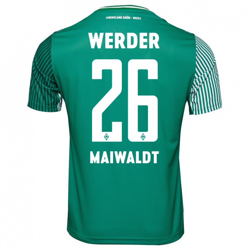 Damen Fußball Julius Maiwaldt #26 Grün Heimtrikot Trikot 2023/24 T-Shirt Luxemburg