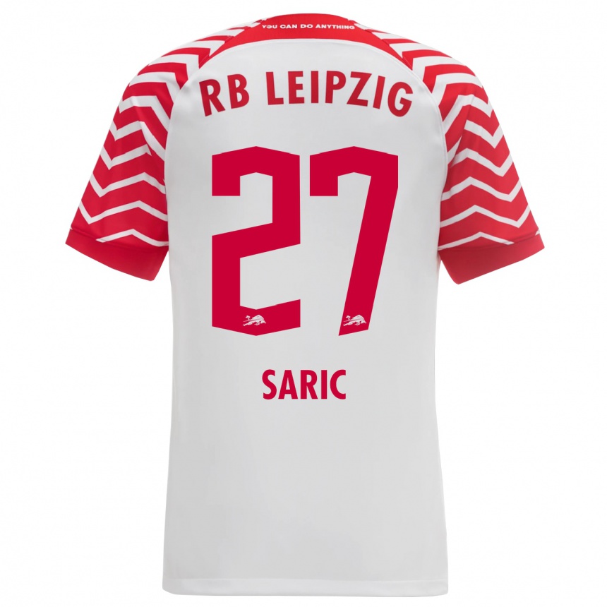 Damen Fußball Lucio Saric #27 Weiß Heimtrikot Trikot 2023/24 T-Shirt Luxemburg