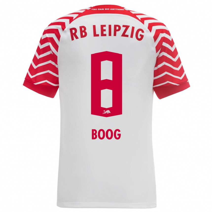 Damen Fußball Miguel Boog #8 Weiß Heimtrikot Trikot 2023/24 T-Shirt Luxemburg