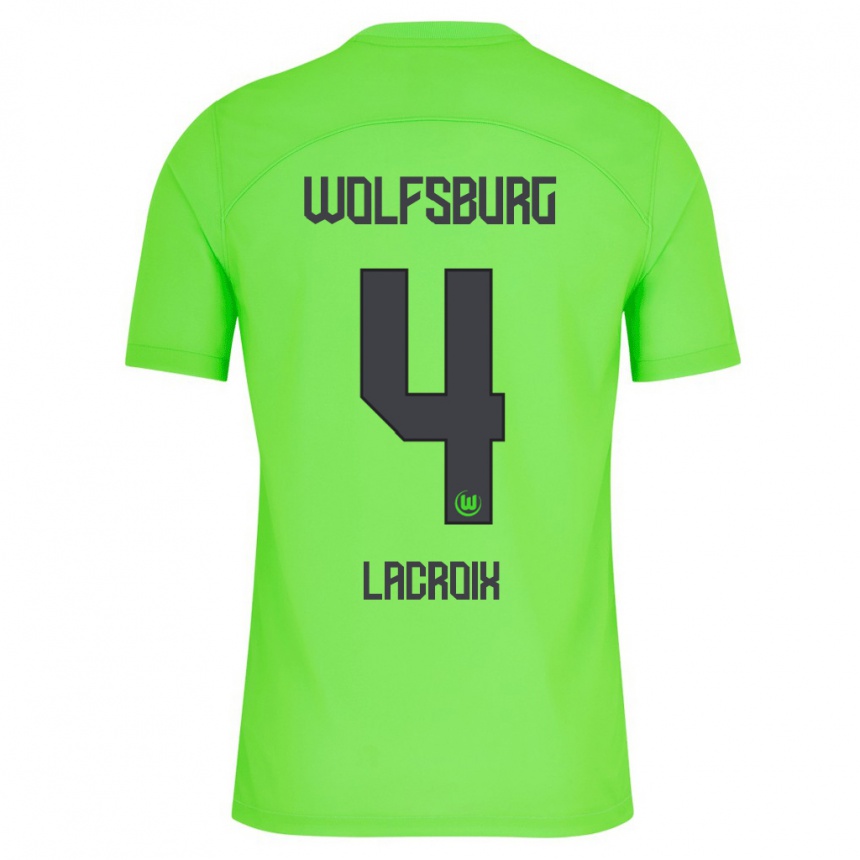 Damen Fußball Maxence Lacroix #4 Grün Heimtrikot Trikot 2023/24 T-Shirt Luxemburg