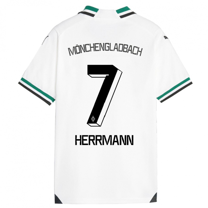 Damen Fußball Patrick Herrmann #7 Weiß Grün Heimtrikot Trikot 2023/24 T-Shirt Luxemburg