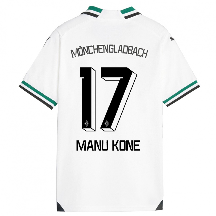 Damen Fußball Manu Koné #17 Weiß Grün Heimtrikot Trikot 2023/24 T-Shirt Luxemburg
