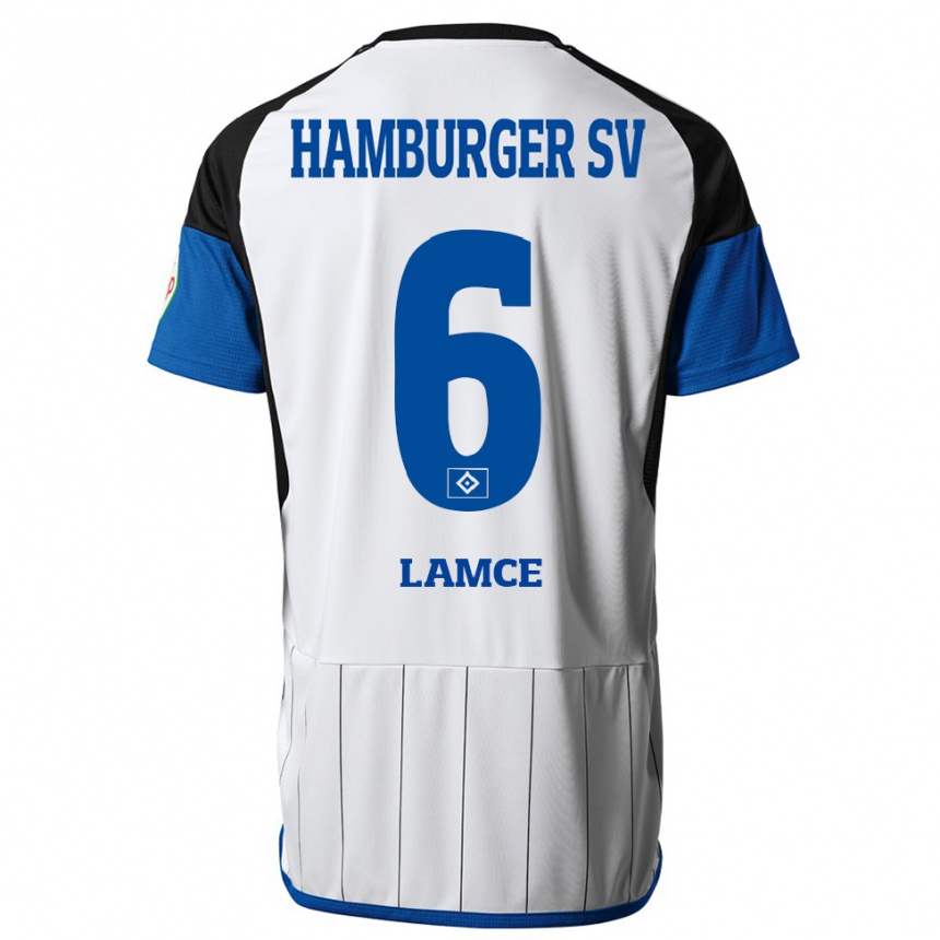 Damen Fußball Benjamin Lamce #6 Weiß Heimtrikot Trikot 2023/24 T-Shirt Luxemburg