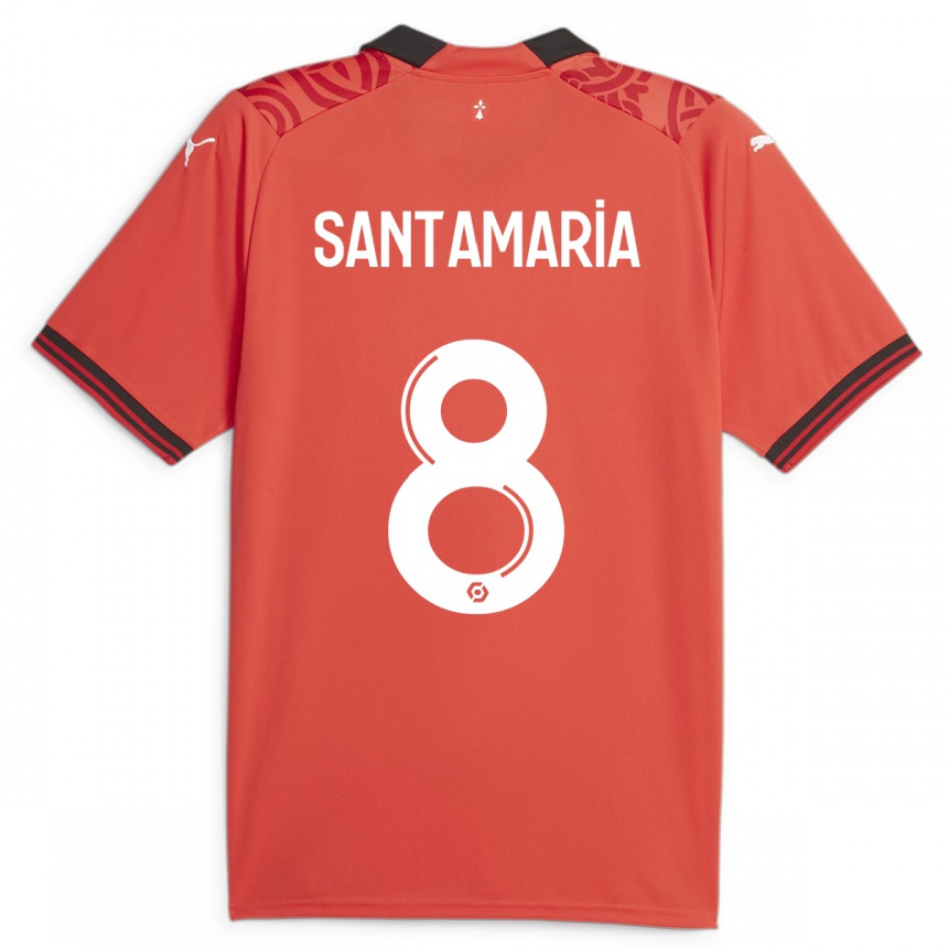 Damen Fußball Baptiste Santamaria #8 Rot Heimtrikot Trikot 2023/24 T-Shirt Luxemburg