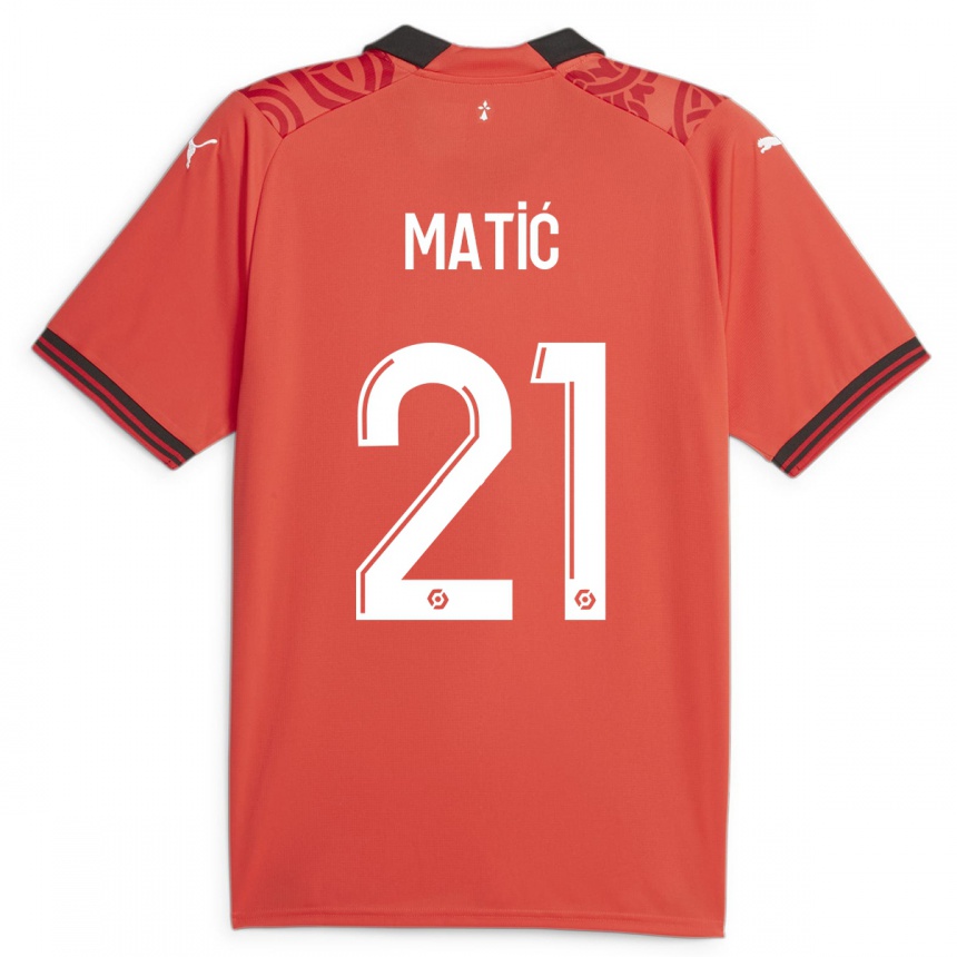 Damen Fußball Nemanja Matic #21 Rot Heimtrikot Trikot 2023/24 T-Shirt Luxemburg