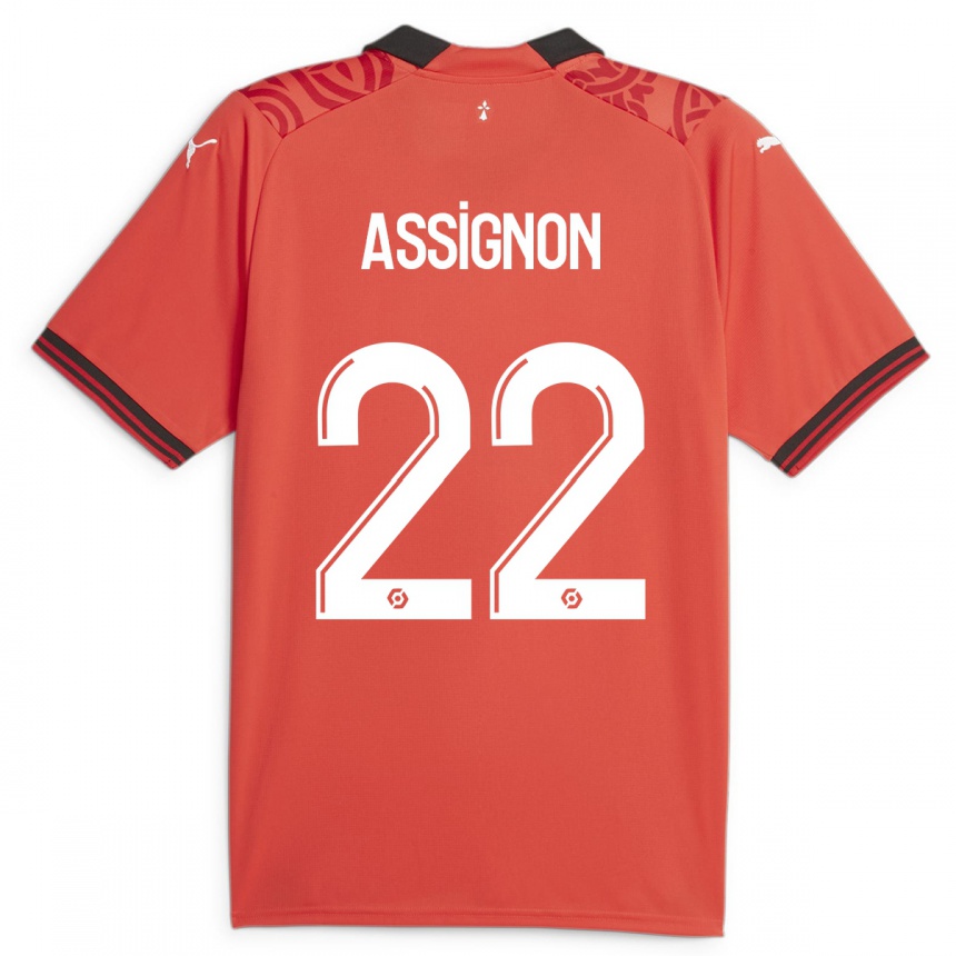 Damen Fußball Lorenz Assignon #22 Rot Heimtrikot Trikot 2023/24 T-Shirt Luxemburg