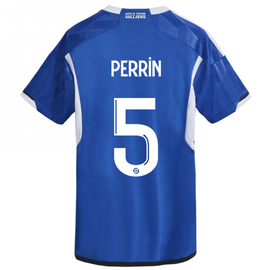 Damen Fußball Lucas Perrin #5 Blau Heimtrikot Trikot 2023/24 T-Shirt Luxemburg