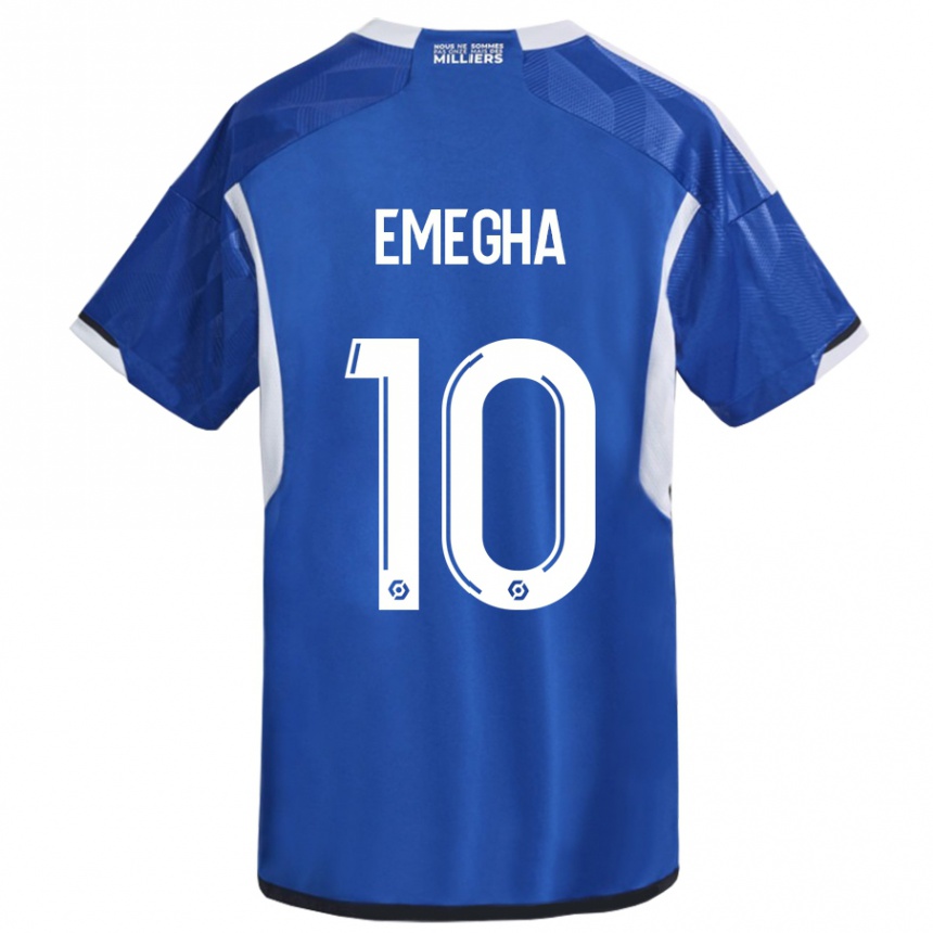 Damen Fußball Emanuel Emegha #10 Blau Heimtrikot Trikot 2023/24 T-Shirt Luxemburg